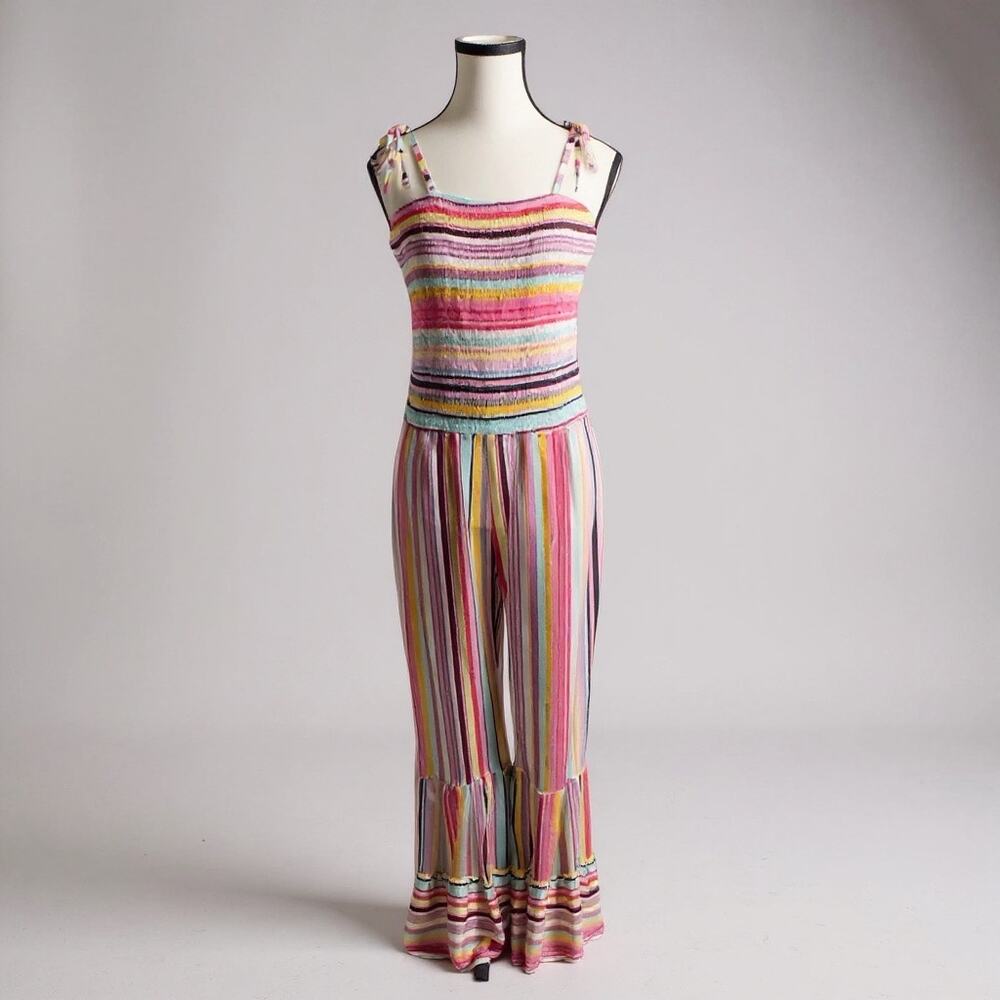 Rainbow sleeveless Wide Leg Bell-bottom Romper women’s size XL